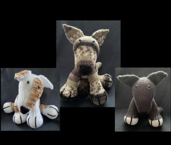 Hand-knitted greyhounds